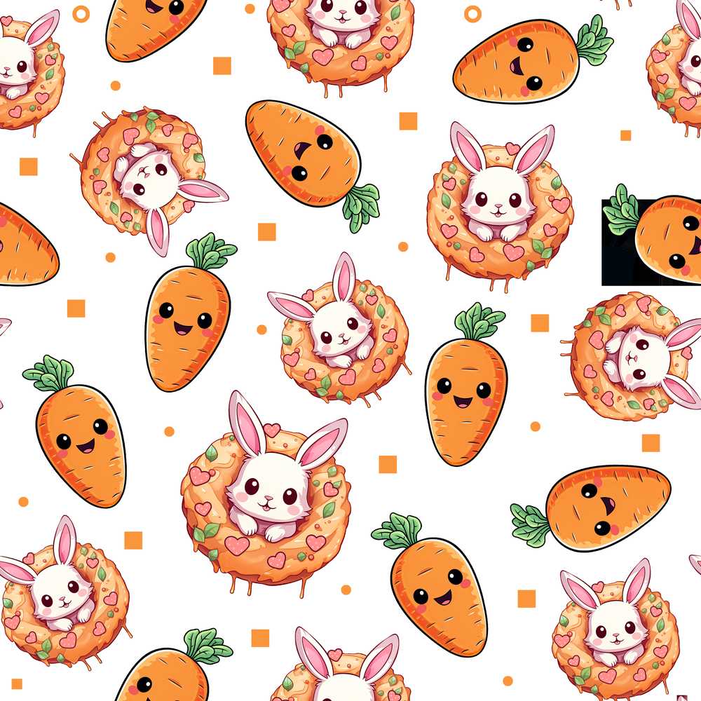 Cute Bunny Carrot Donut with Dots Easter Sweet