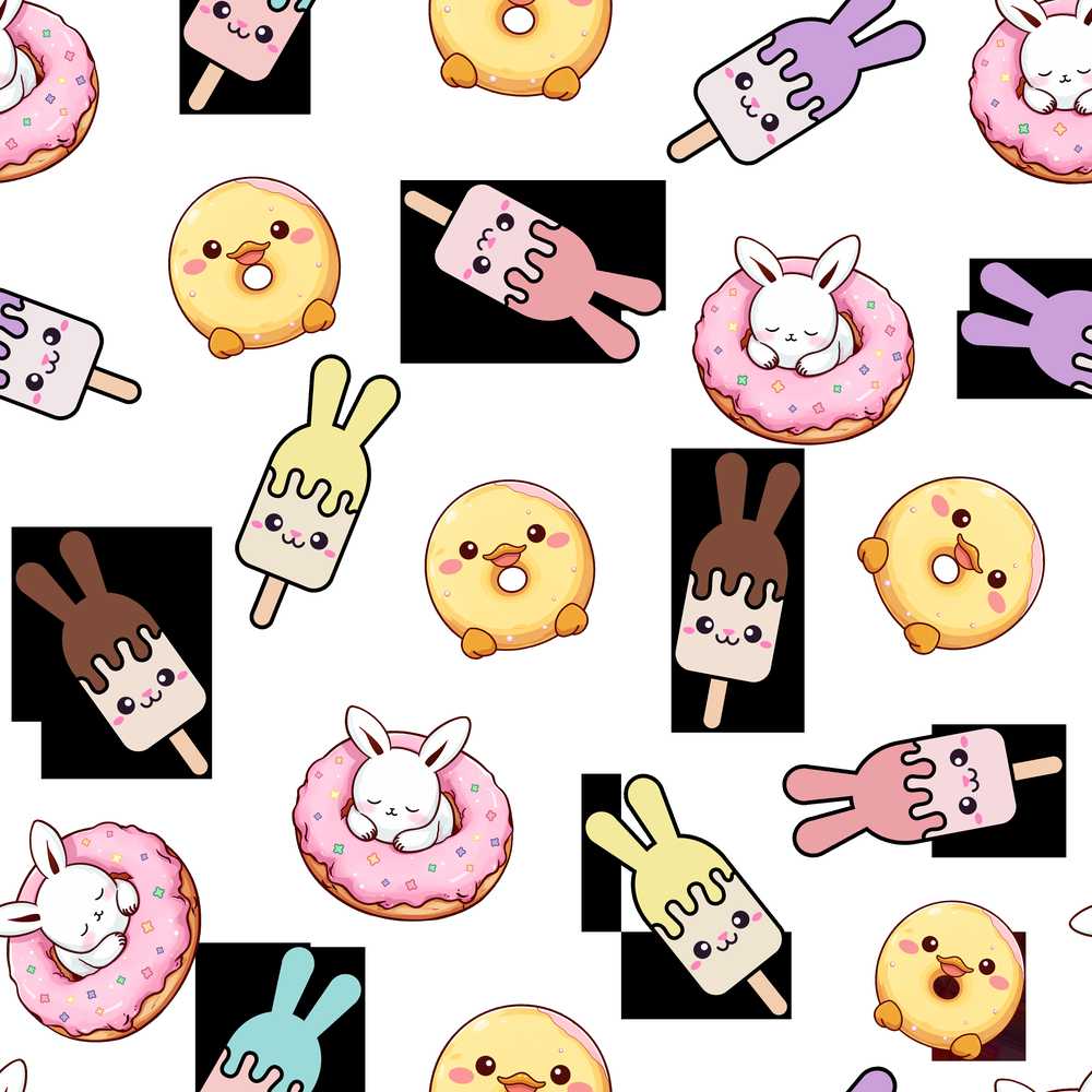 Cute Bunny Ice Cream Donut Dessert Sweet Kawaii