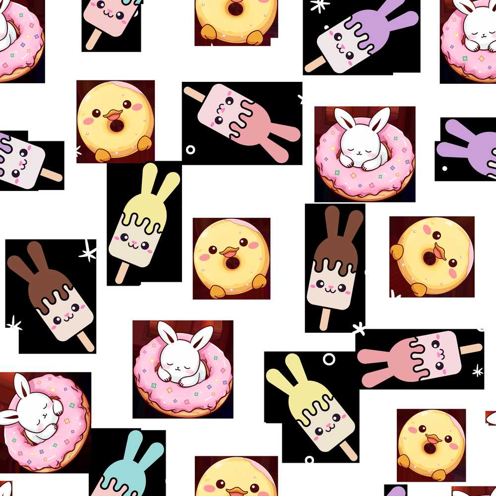 Cute Bunny Popsicle Donut Chick Kawaii Dessert Easter