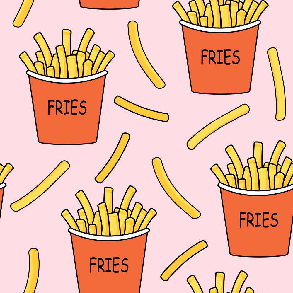 Cute Kawaii French Fries Soft Pink Background Decorative