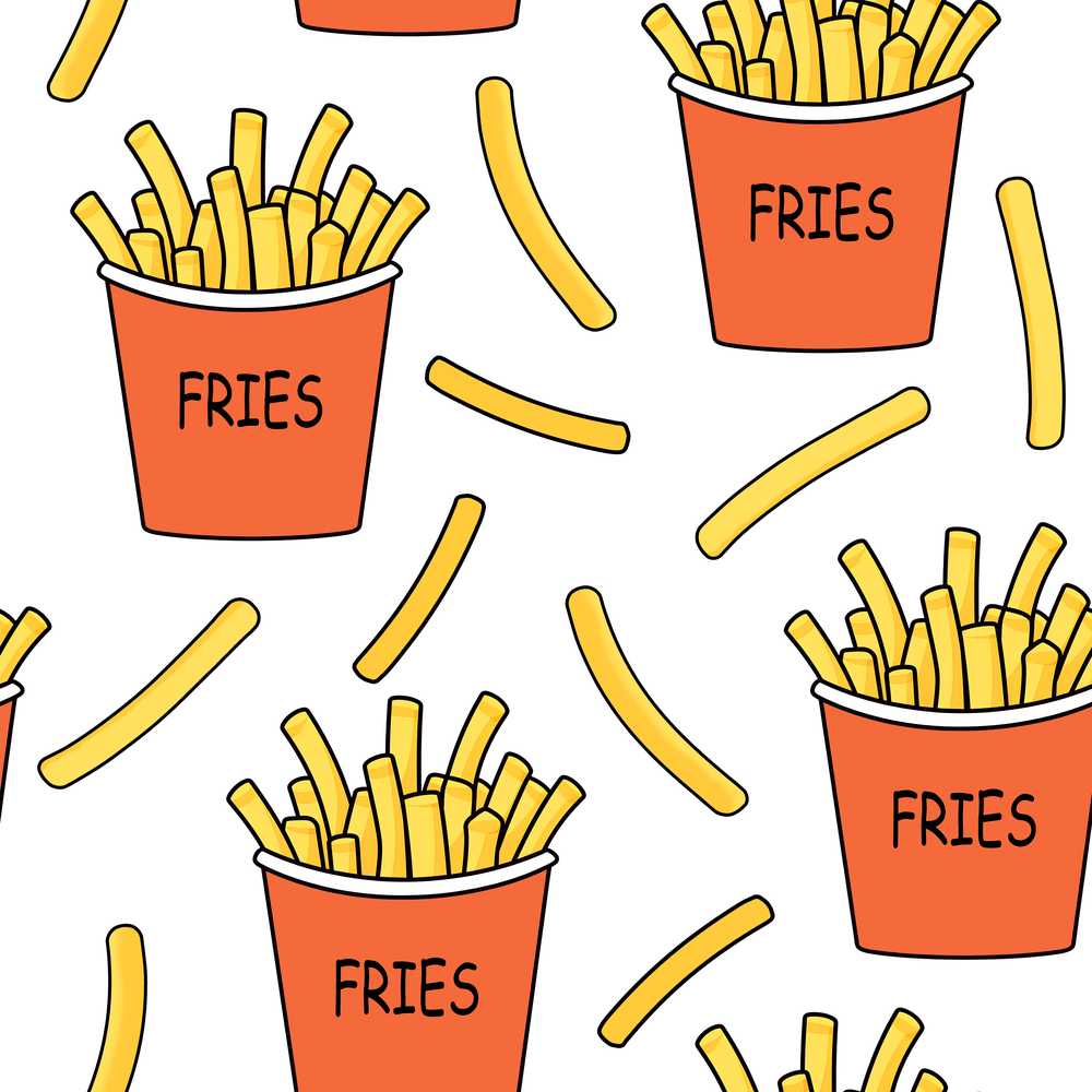 Cute French Fries Grey Background Decorative Repeat Pattern