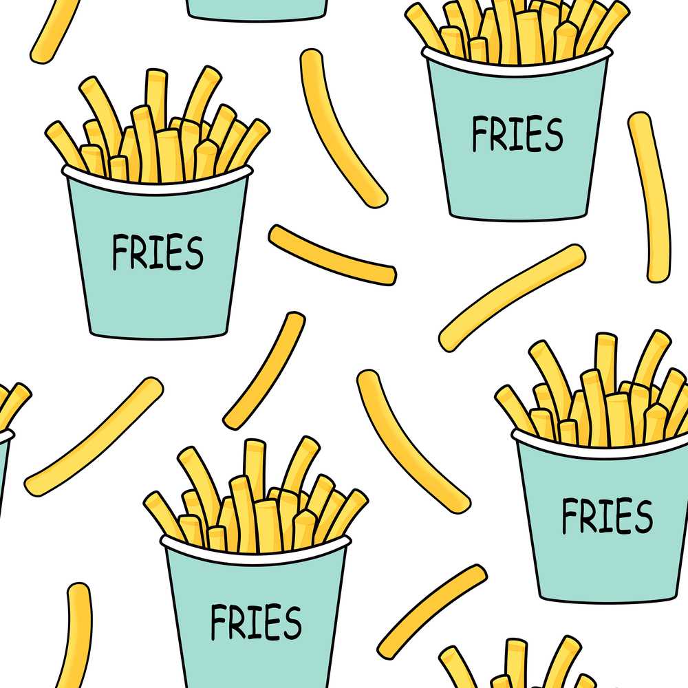 Cute French Fries Light Grey Background Decorative Repeat