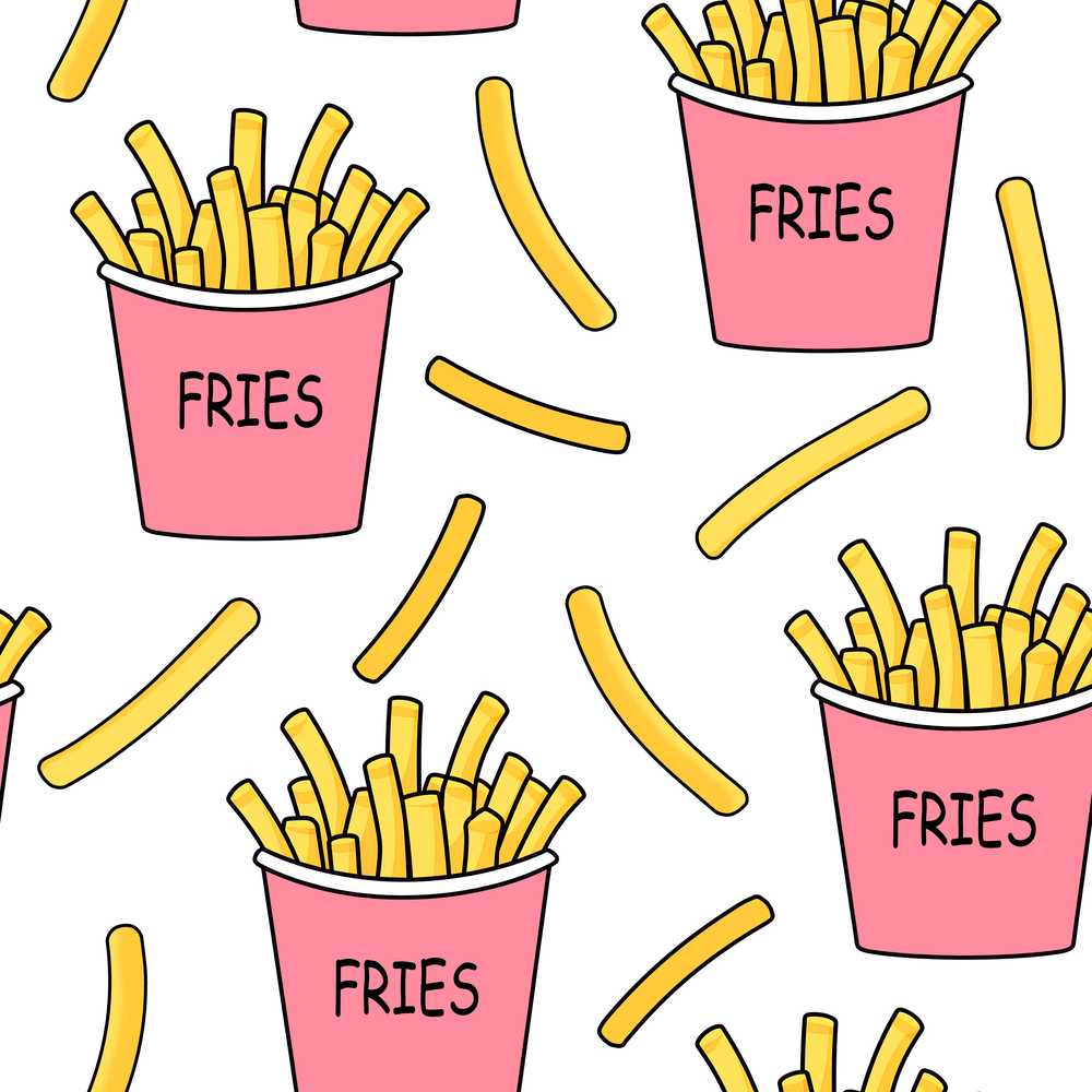 Cute French Fries Soft Grey Background Decorative Repeat