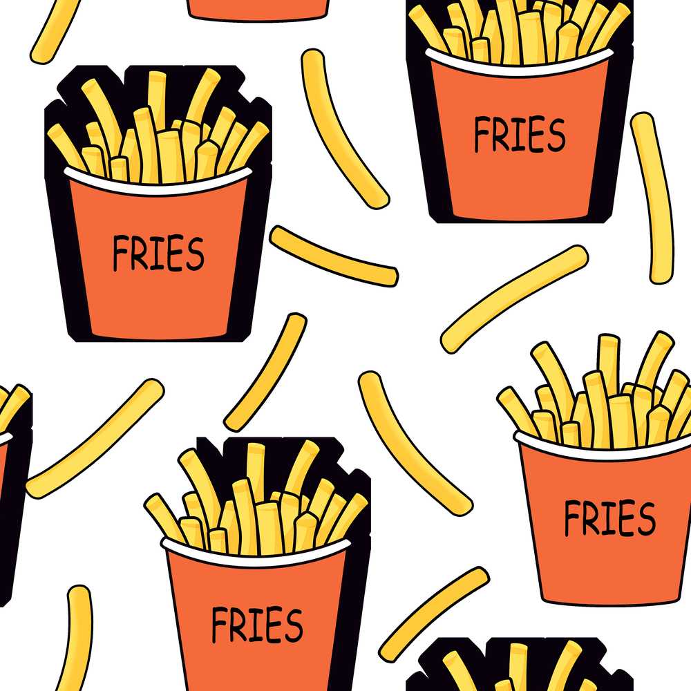 Cute Simple French Fries Pattern Minimal Food White Background