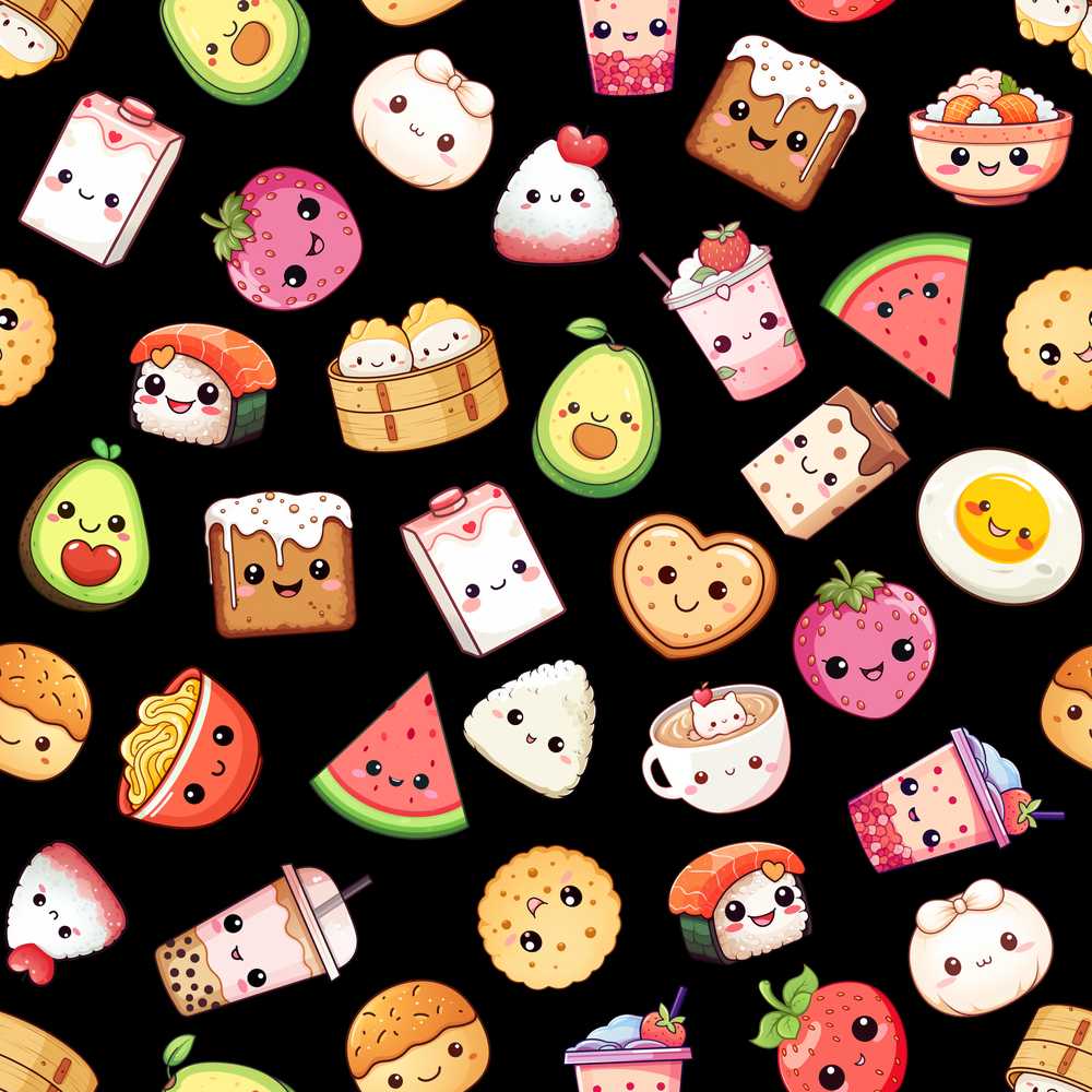 Kawaii Food Collection Sushi Fruit Drinks Cute Cartoon
