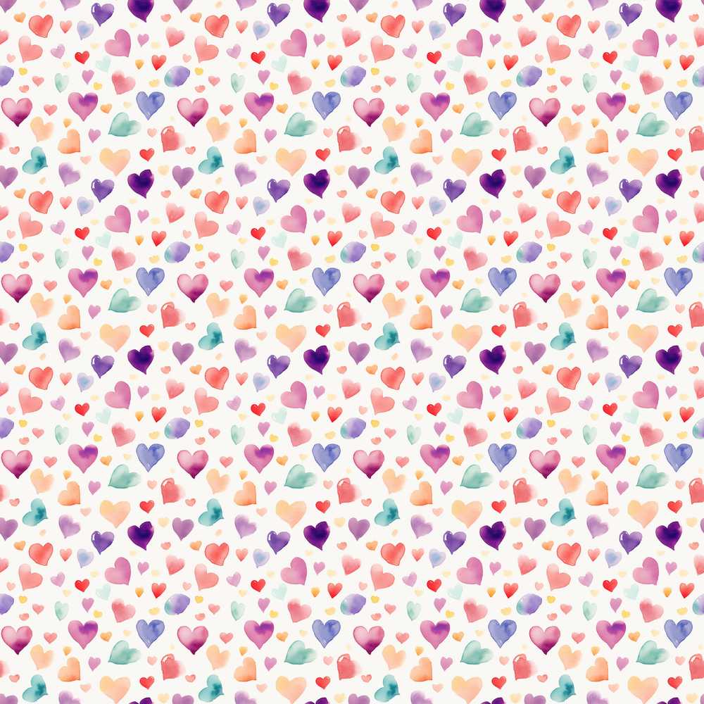 Watercolor Pastel Hearts Love Pattern Soft Romantic Decorative