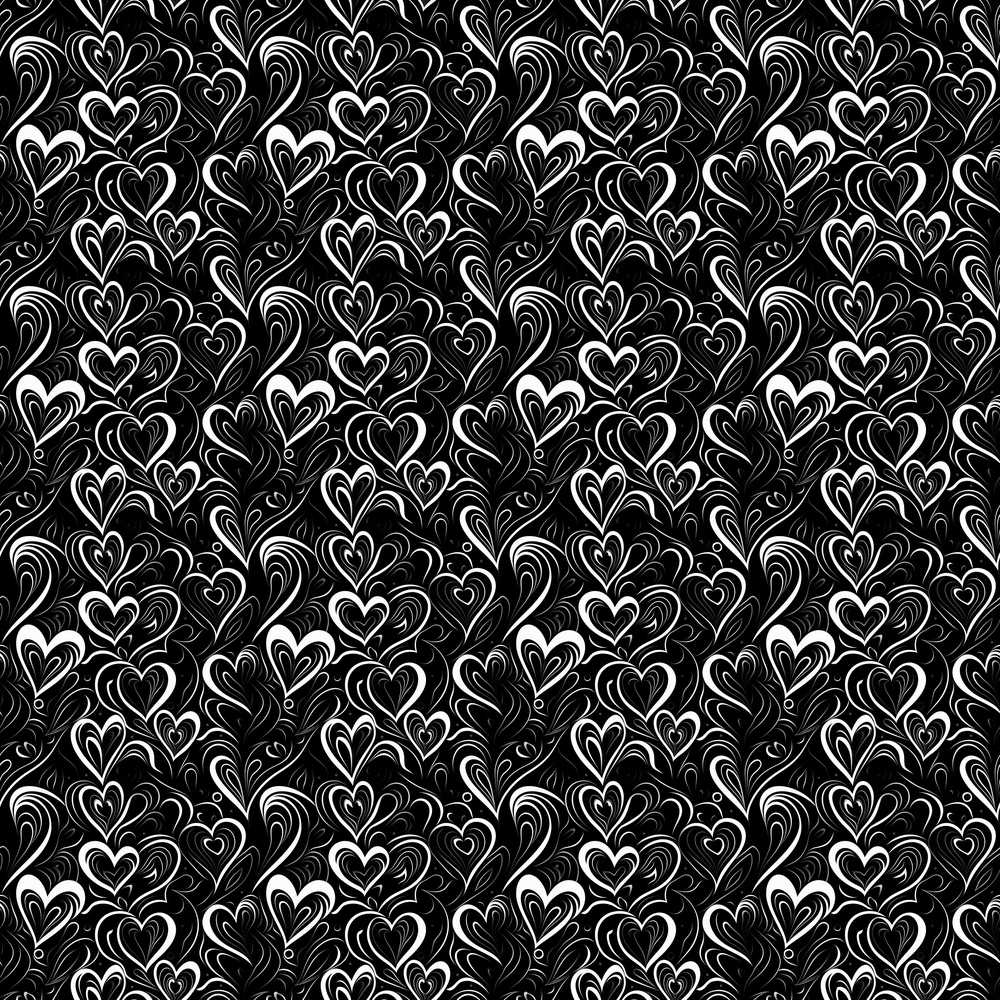 Elegant Black White Swirl Hearts Decorative Art Texture