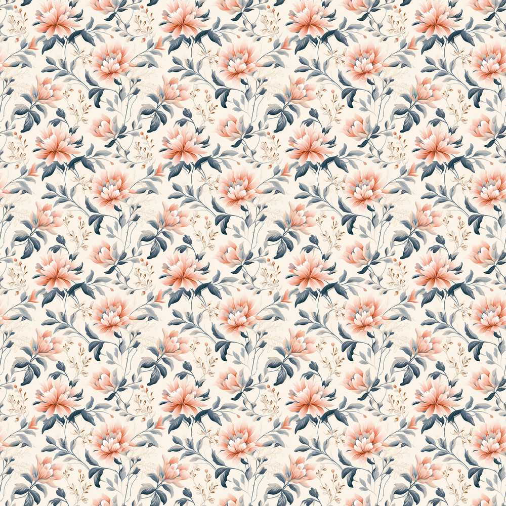Soft Peach Floral Botanical Elegant Wildflower Pattern