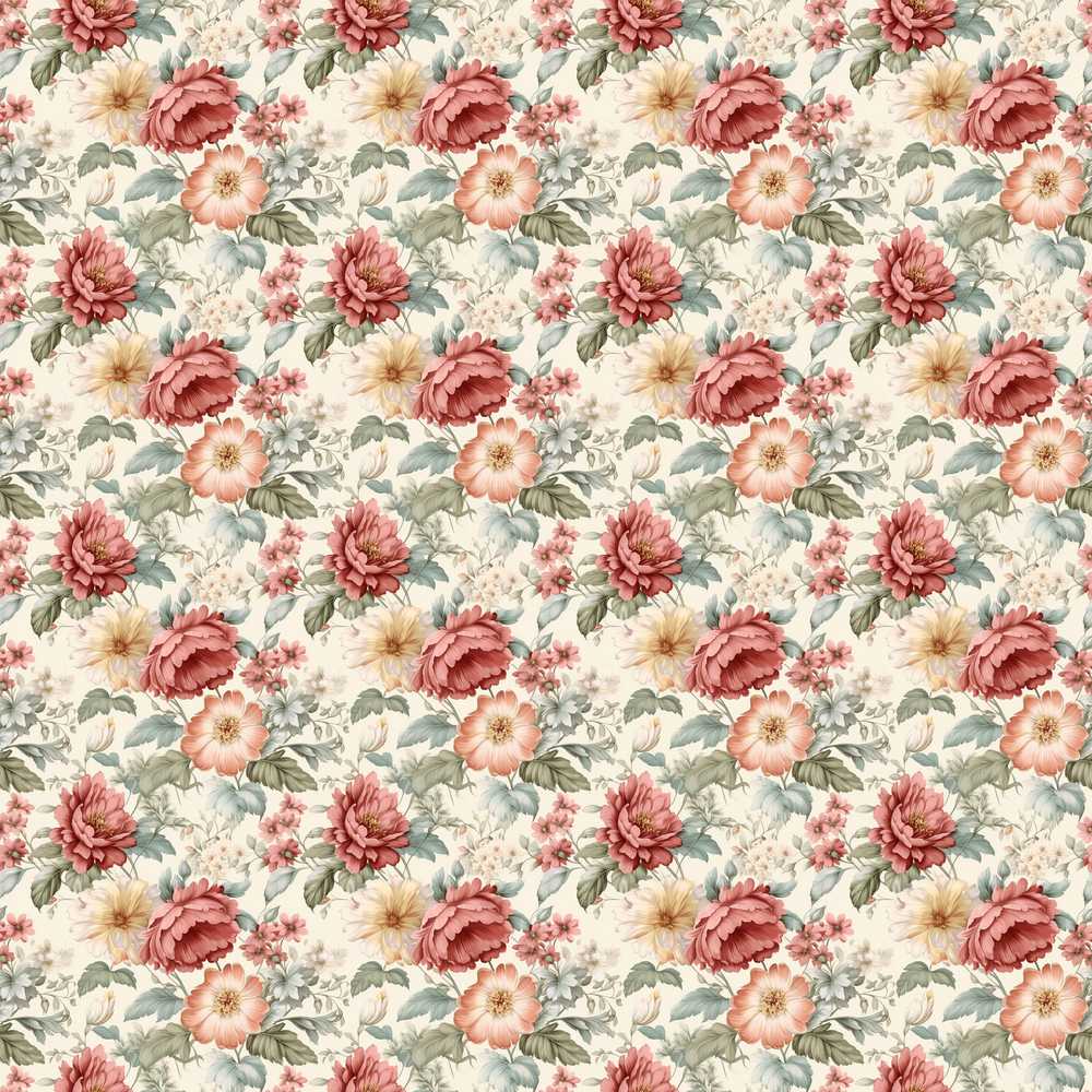 Romantic Vintage Rose Garden Wildflower Pattern Botanical