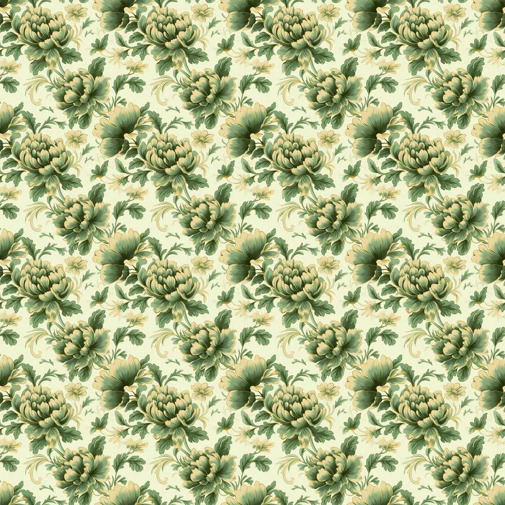 Vintage Green Botanical Floral Garden Wildflower Pattern