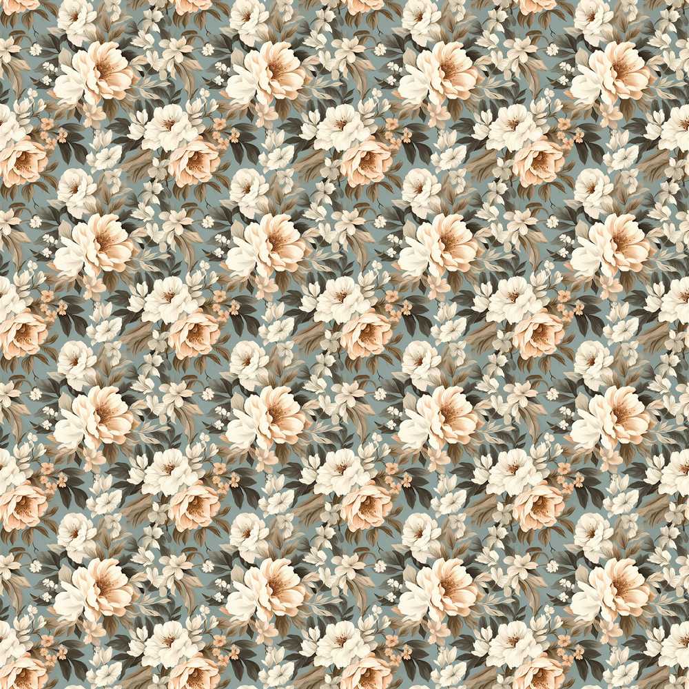 Elegant Cream Peach Floral Bouquet Wildflower Pattern Botanical