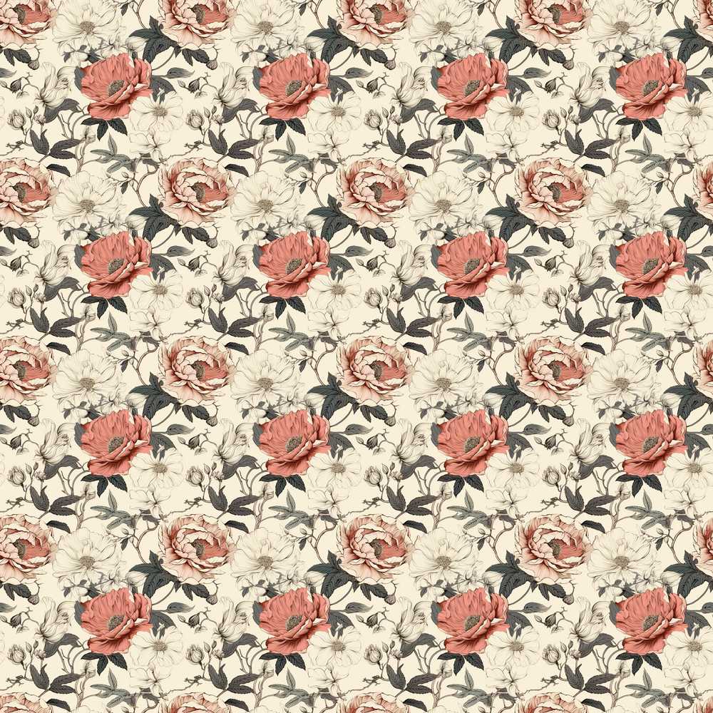 Classic Vintage Rose Botanical Cream Wildflower Pattern