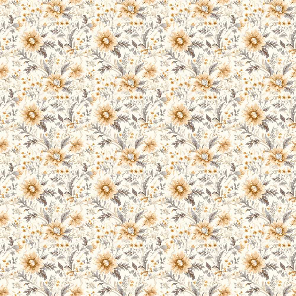 Delicate Golden Wildflower Botanical Pattern Decorative Illustration