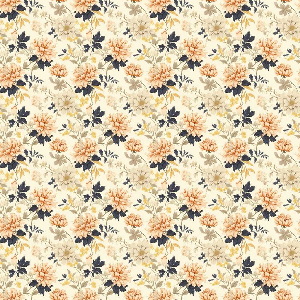 Vintage Cream Floral Meadow Soft Tones Wildflower Pattern Botanical