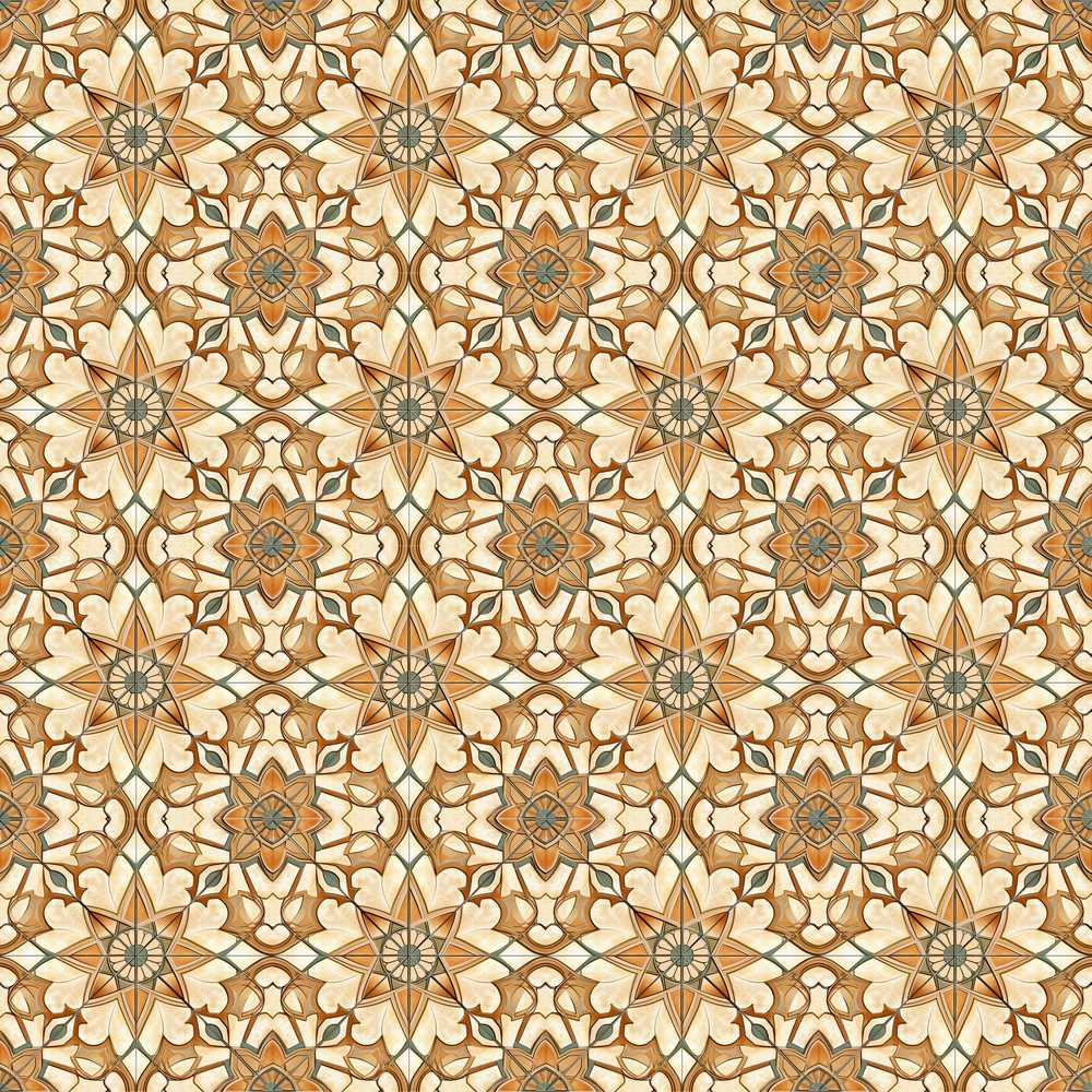 Elegant Orange Beige Star Tile Geometric Repeat Pattern