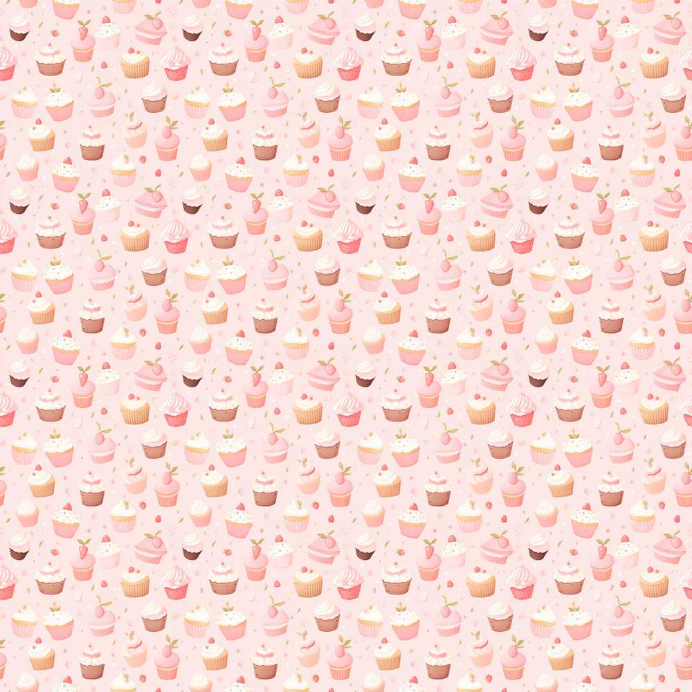 Cute Pink Cupcake Dessert Soft Background Decorative Repeat