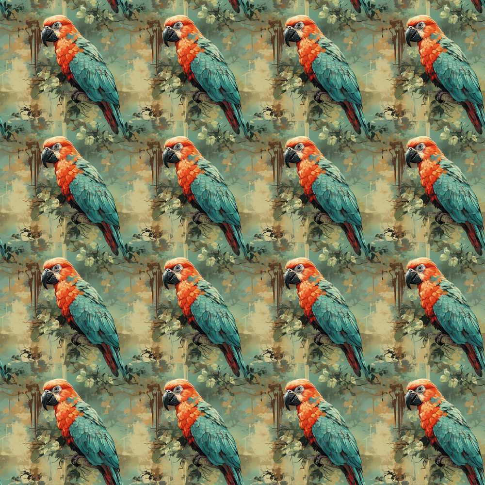 Tropical Parrot Vintage Jungle Art Decorative Repeat Pattern