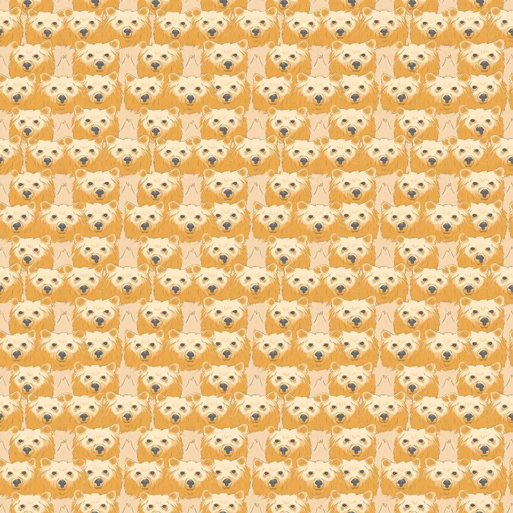 Cute Bear Faces Repeating Animal Illustration Repeat Pattern