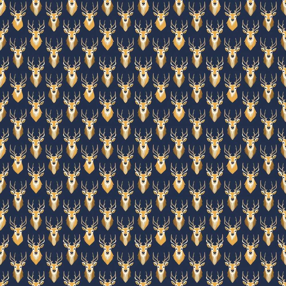 Minimal Deer Head Antlers Repeating Decorative Repeat Pattern