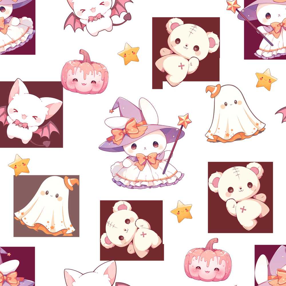 Kawaii Halloween Bunny Witch Teddy Ghost Spooky Seasonal