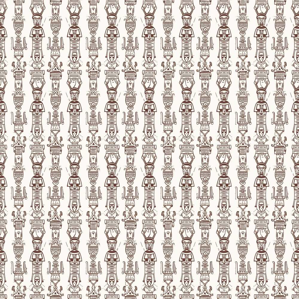 Tribal Ethnic Line Art Figures Decorative Repeat Pattern