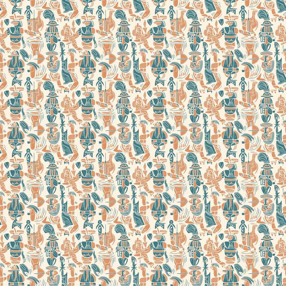 Colorful Tribal Cultural Symbols Decorative Repeat Pattern Design