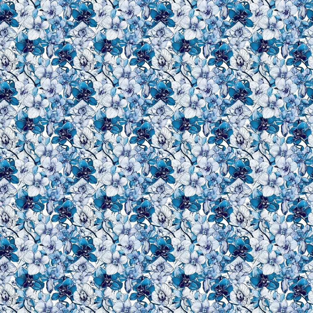 Blue Floral Blossom Botanical Wildflower Pattern Decorative