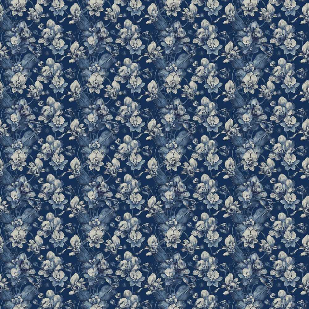 Vintage Blue Floral Garden Classic Botanical Style Wildflower Pattern
