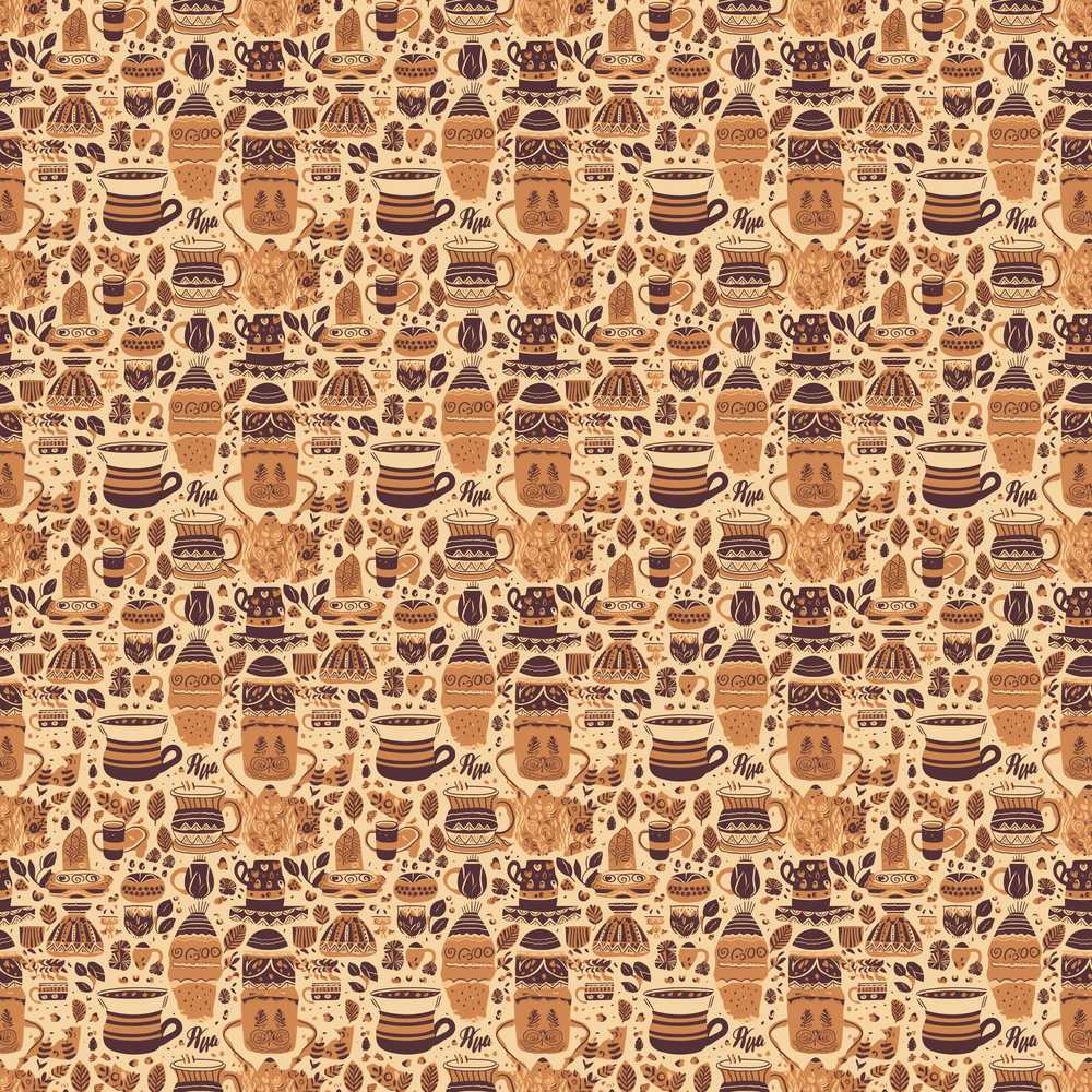 Coffee Cups and Rustic Kitchen Cozy Beverage Theme