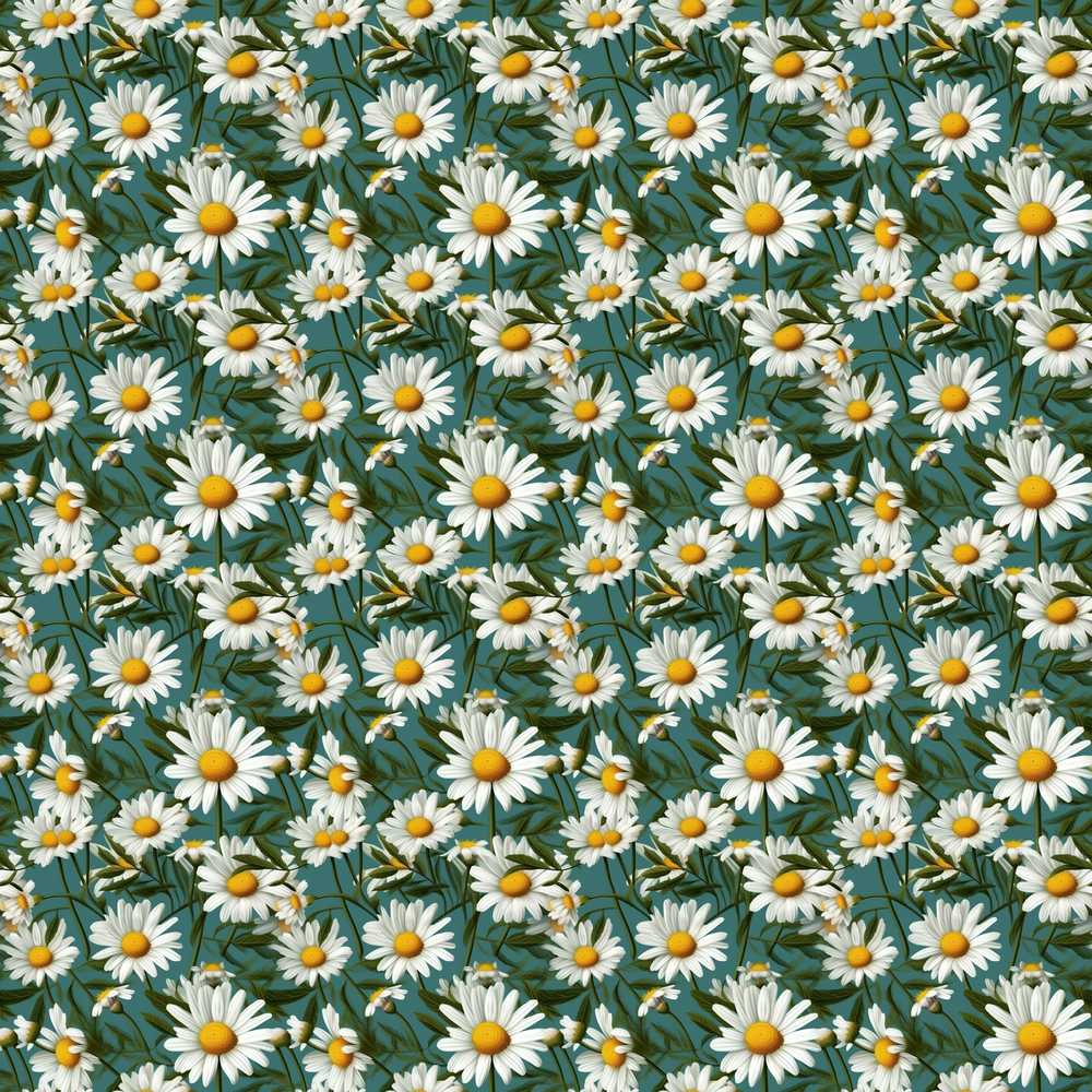 Fresh Daisy Meadow Natural Botanical Floral Wildflower Pattern