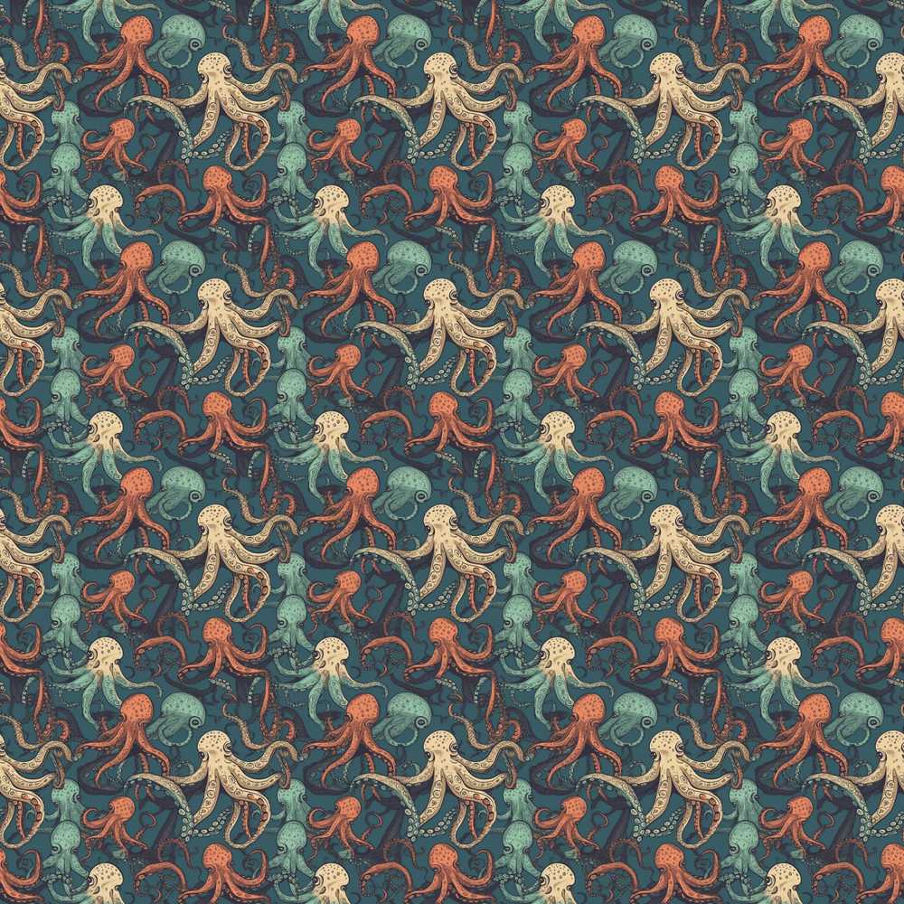 Cute Cartoon Octopus Playful Marine Life Decorative Repeat