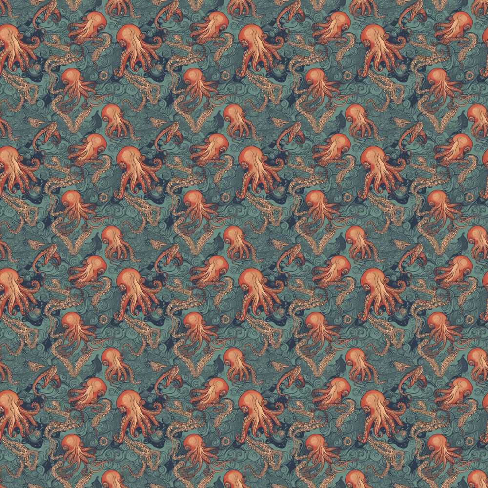 Vintage Octopus Ocean Intricate Marine Illustration Coastal Pattern