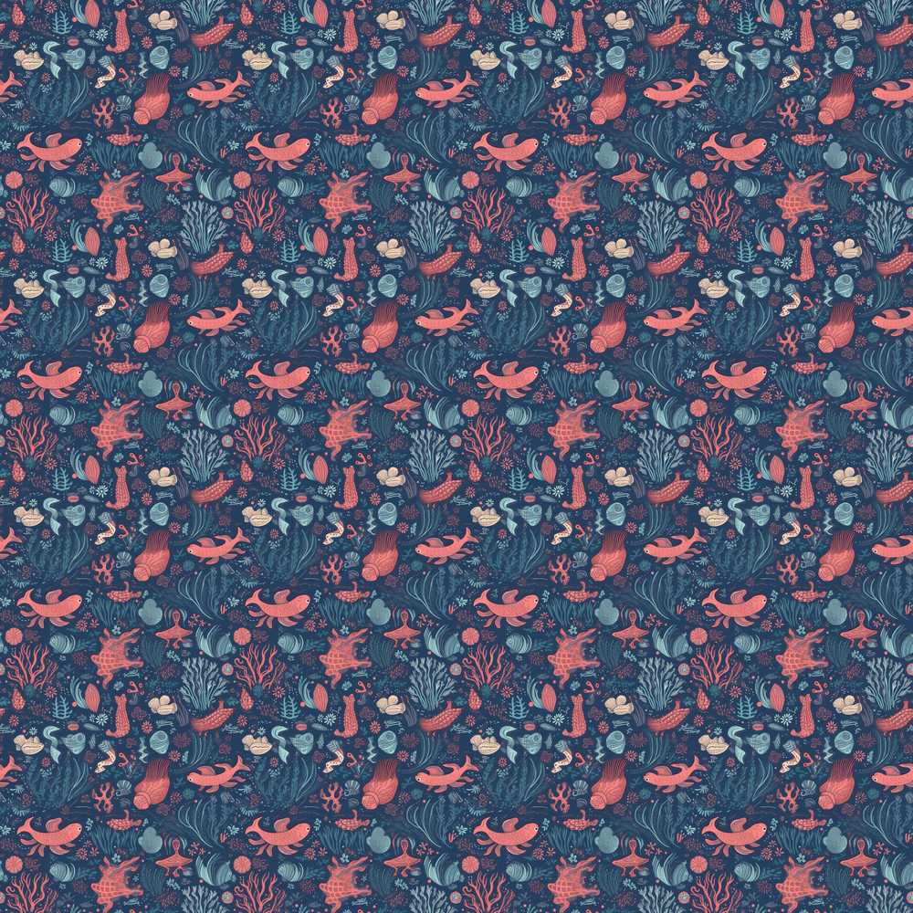Stylish Ocean Marine Fish Coral Sea Life Illustration