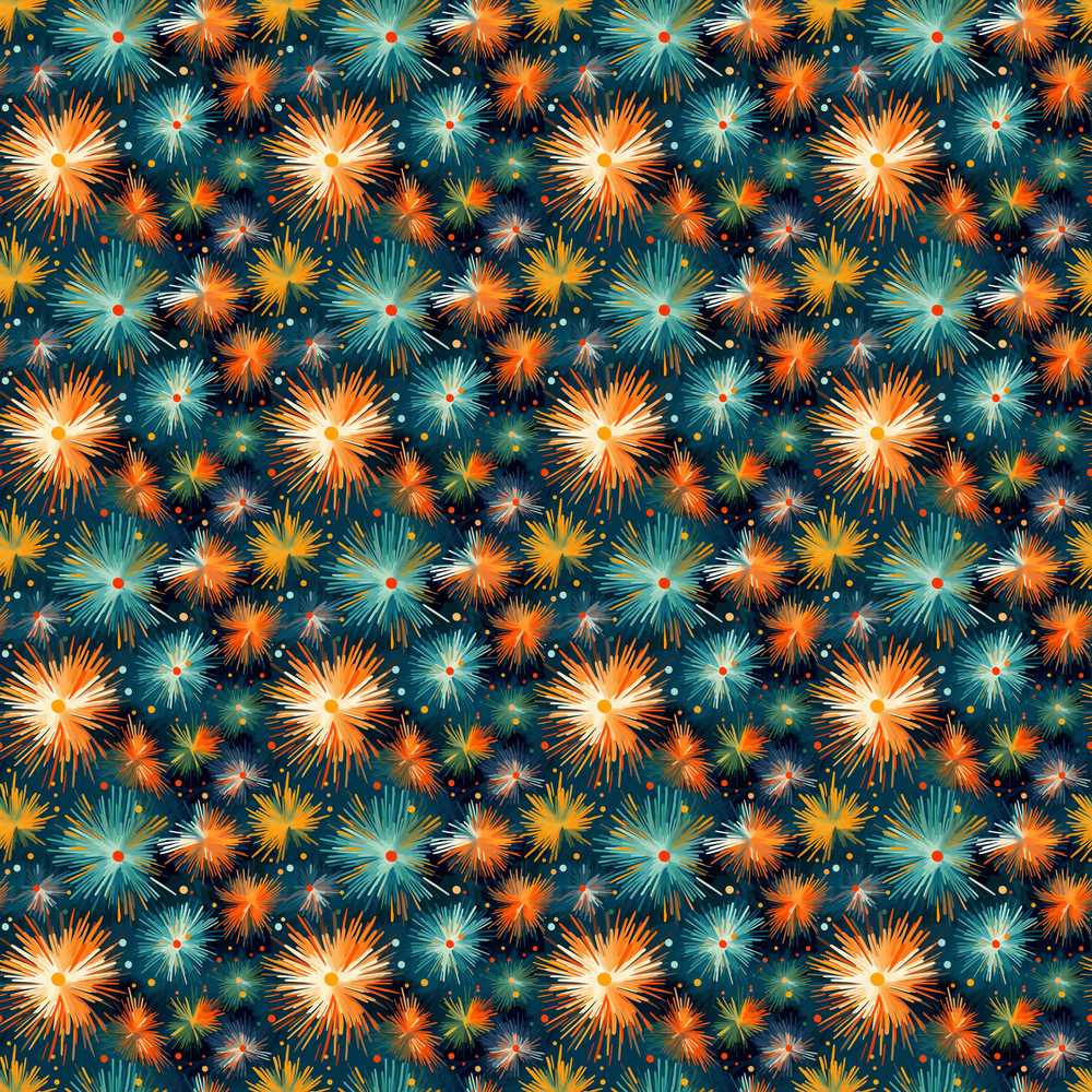 Colorful Fireworks Burst Celebration Sparkle Decorative Repeat Pattern