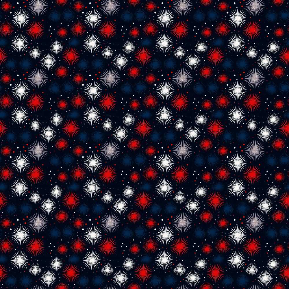 Red White Blue Fireworks Festive Celebration Decorative Repeat