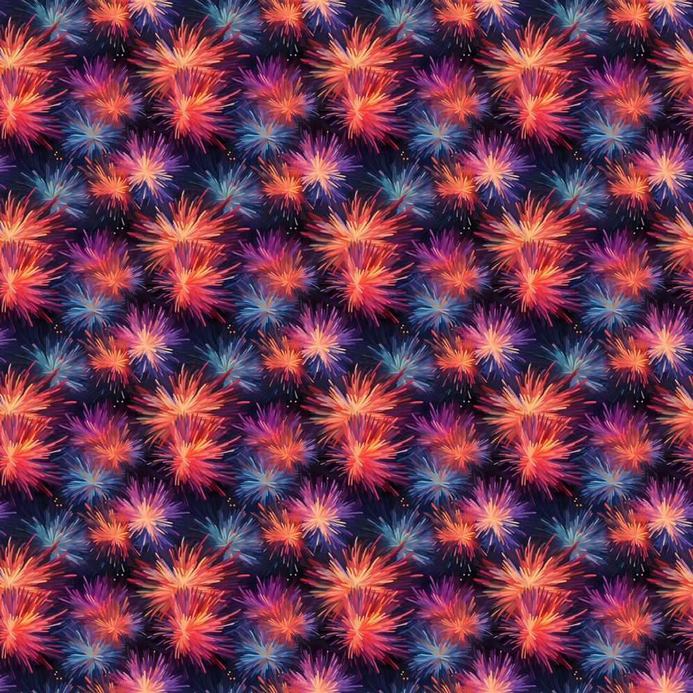 Bright Multicolor Fireworks Night Sky Celebration Decorative Repeat