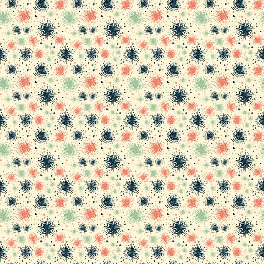 Vintage Pastel Fireworks Starburst Celebration Decorative Repeat Pattern
