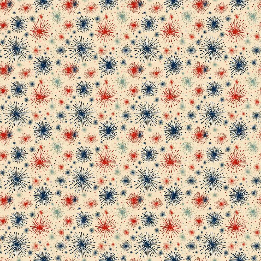 Red Blue Patriotic Fireworks Burst Festive Celebration Decorative