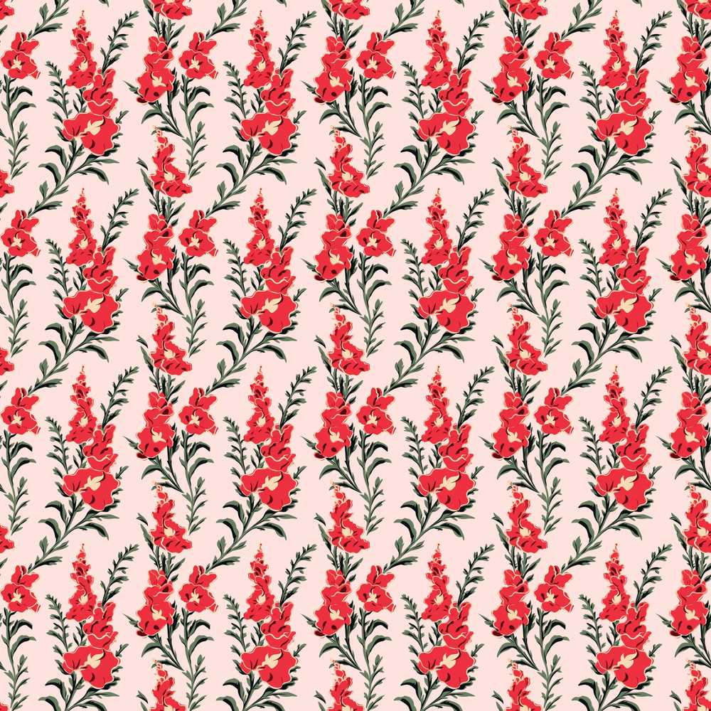 Red Floral Botanical Vintage Style Elegant Wildflower Pattern