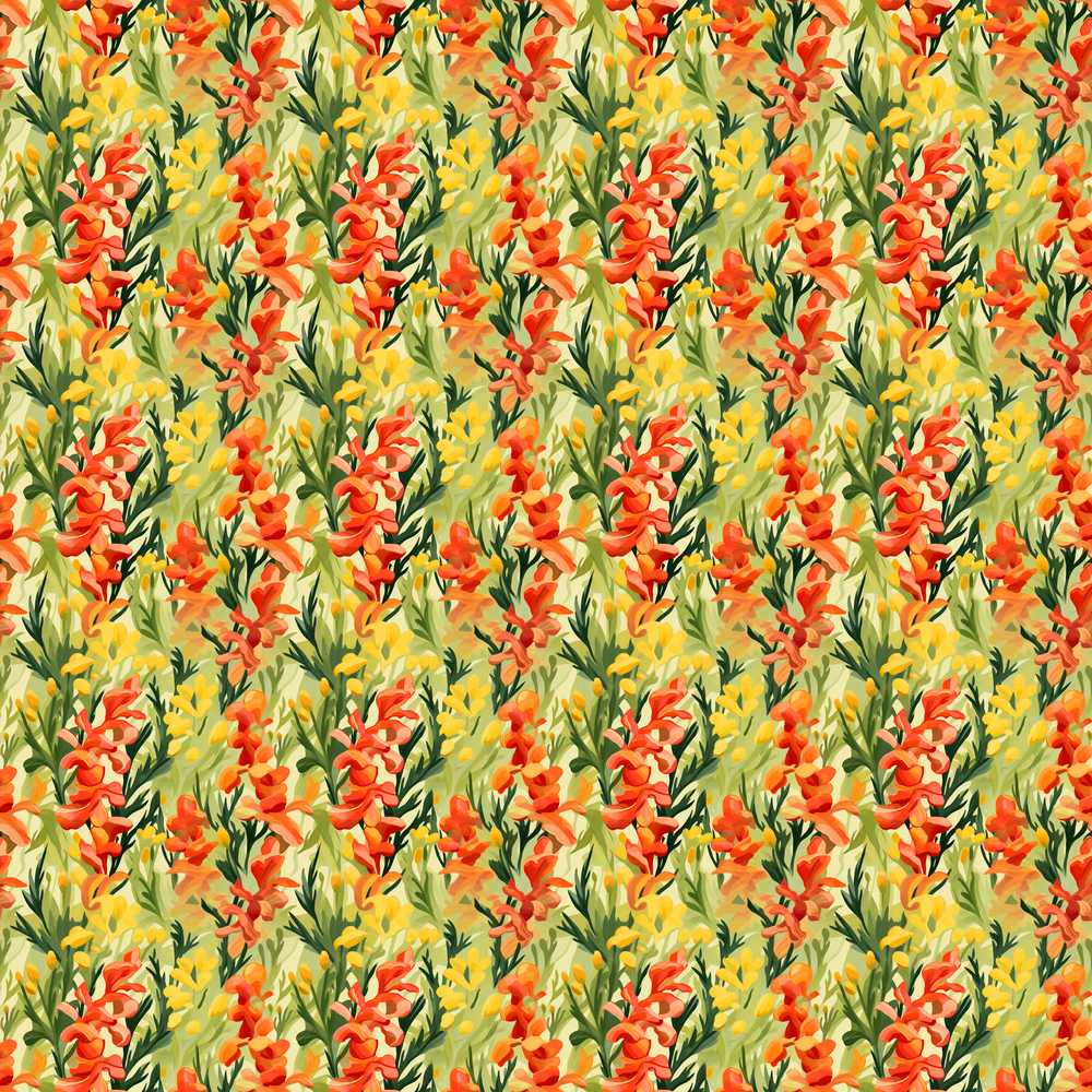 Orange Wildflower Meadow Botanical Nature Pattern Decorative