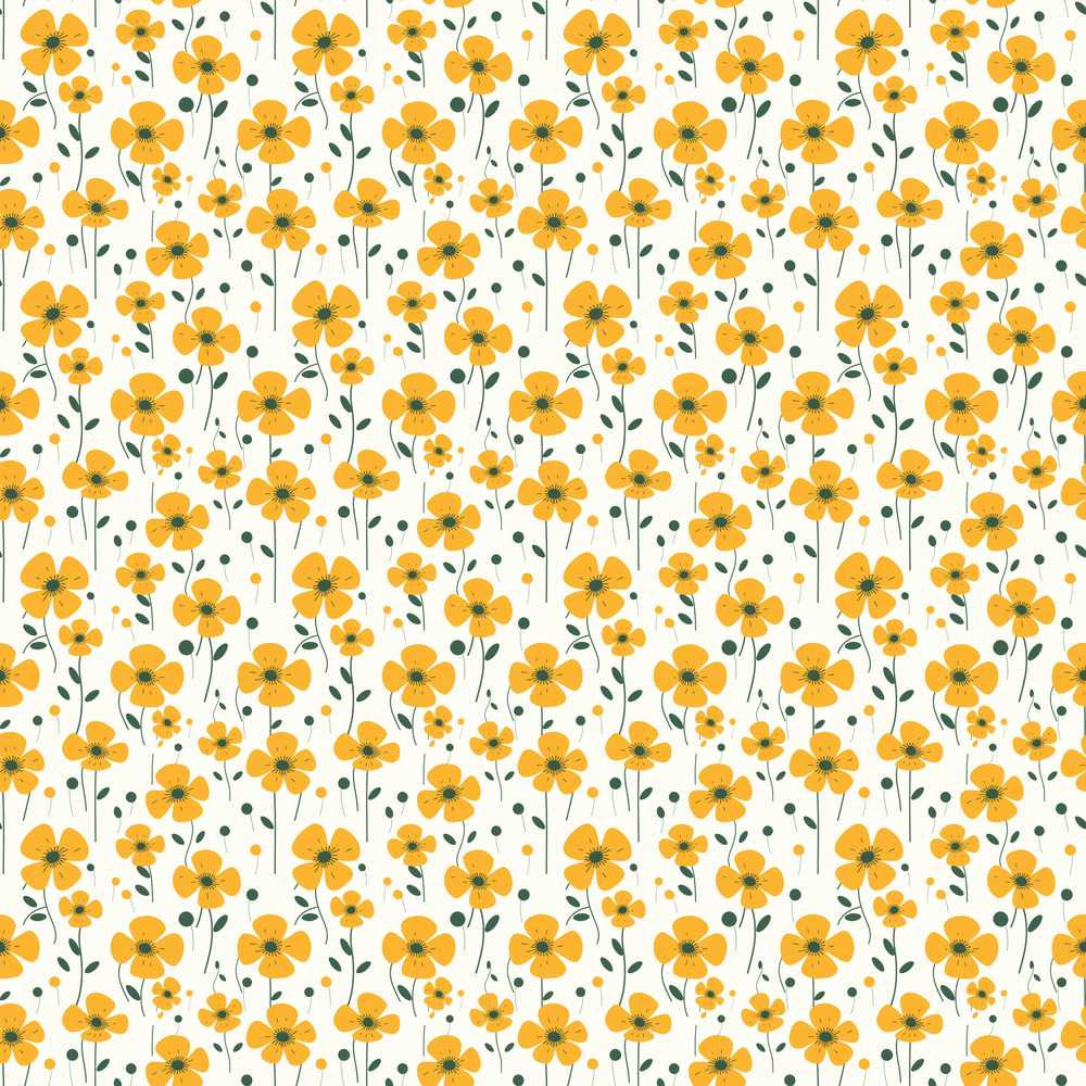 Minimal Yellow Daisy Floral Simple Modern Style Wildflower Pattern