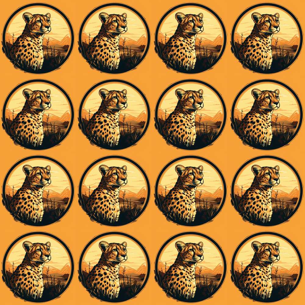 Cheetah Portrait Sunset Safari Wildlife Nature Decorative Repeat