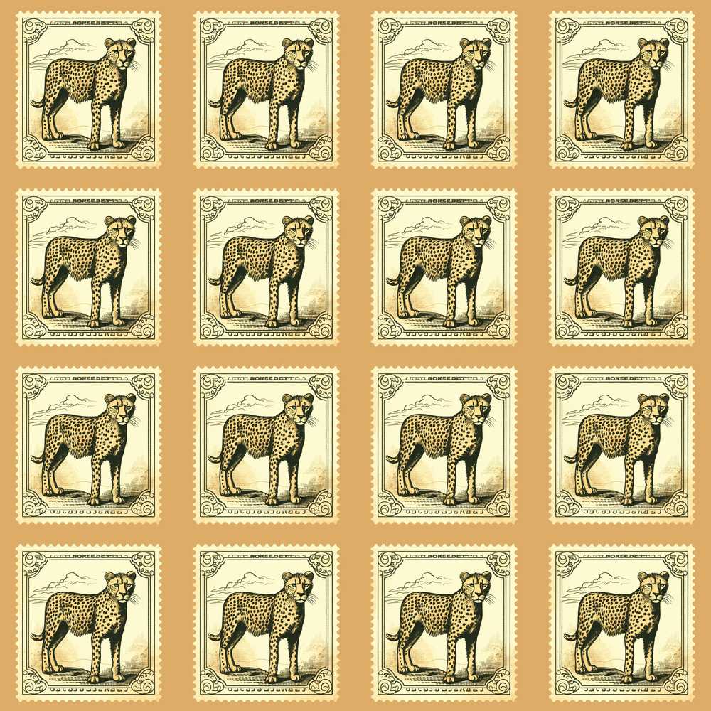 Vintage Cheetah Postage Stamp Style Classic Wildlife Decorative