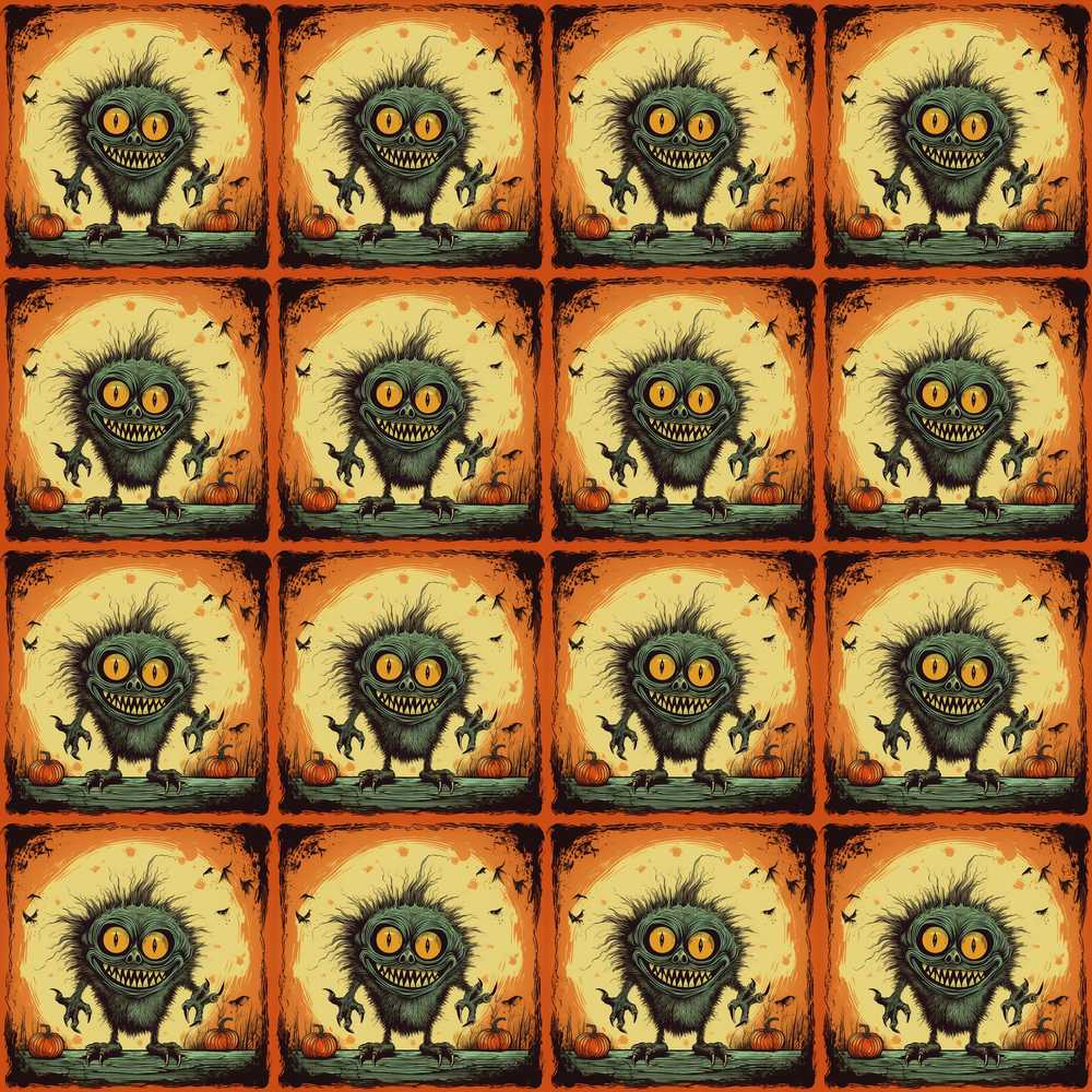Cute Spooky Monster Pumpkin Halloween Fun Creepy Art