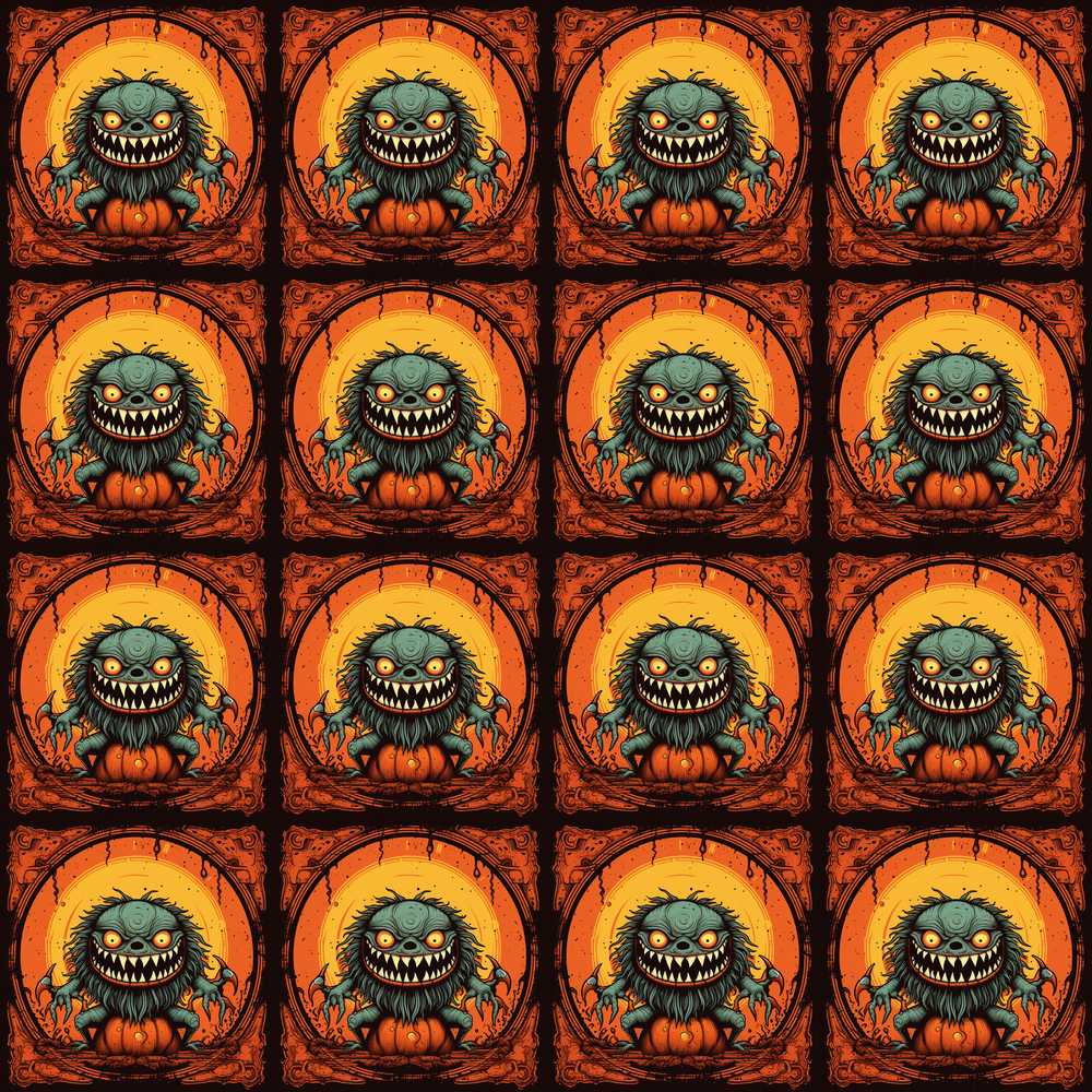 Cartoon Monster Frame Halloween Spooky Fun Character Seasonal
