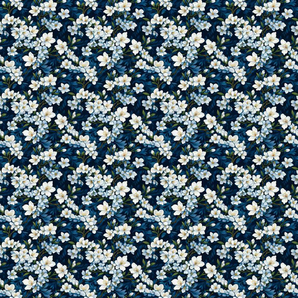 White Floral Bloom on Deep Navy Background Botanical Wildflower
