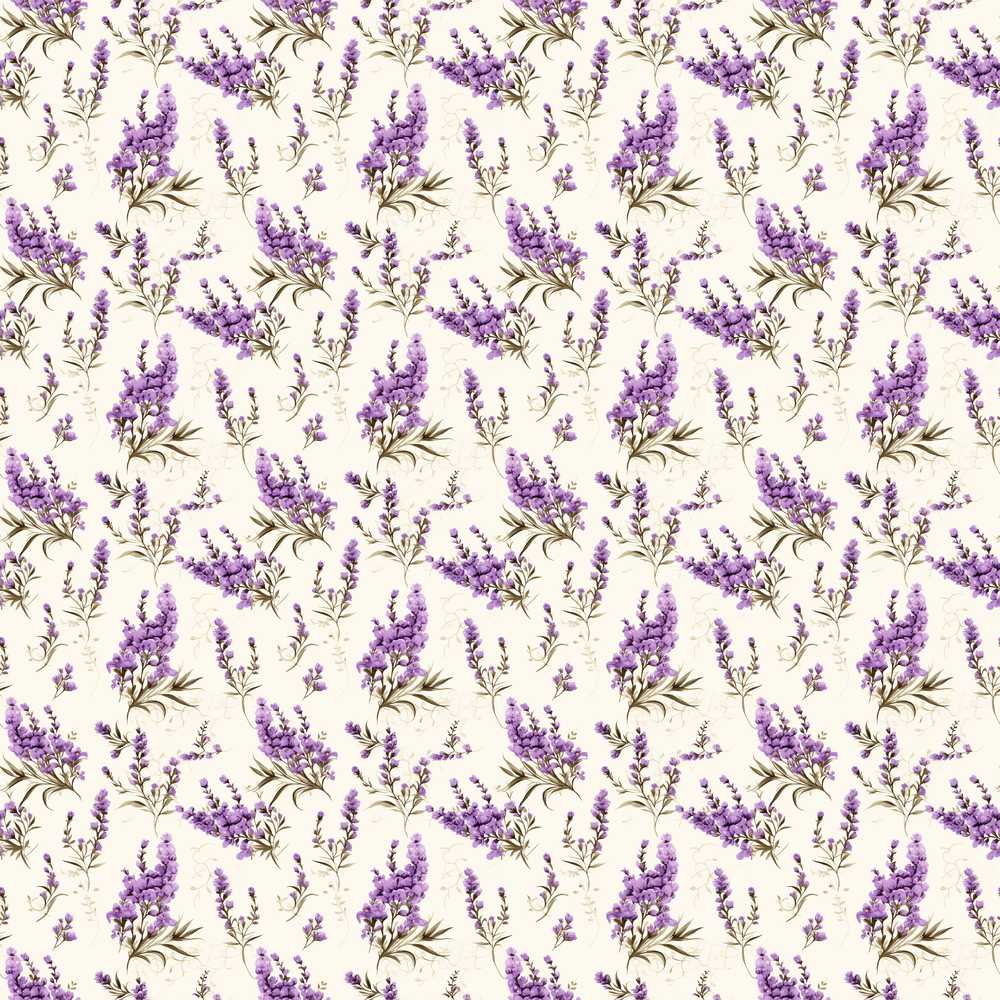 Purple Wildflowers on Cream Background Soft Botanical Wildflower Pattern