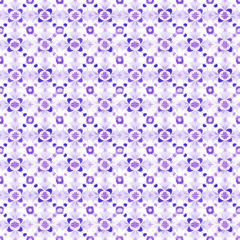 Purple Geometric Floral Motif Abstract Botanical Wildflower Pattern