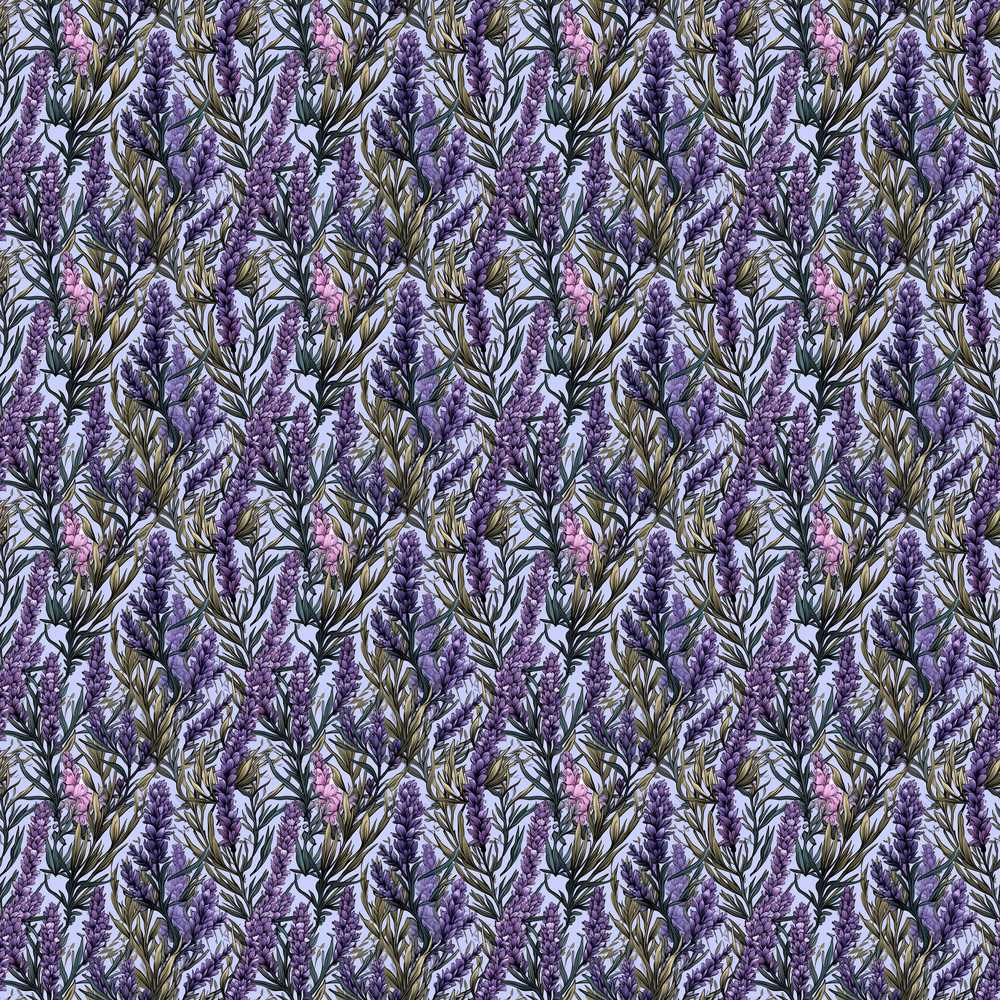 Detailed Lavender Botanical Garden Elegant Floral Wildflower Pattern