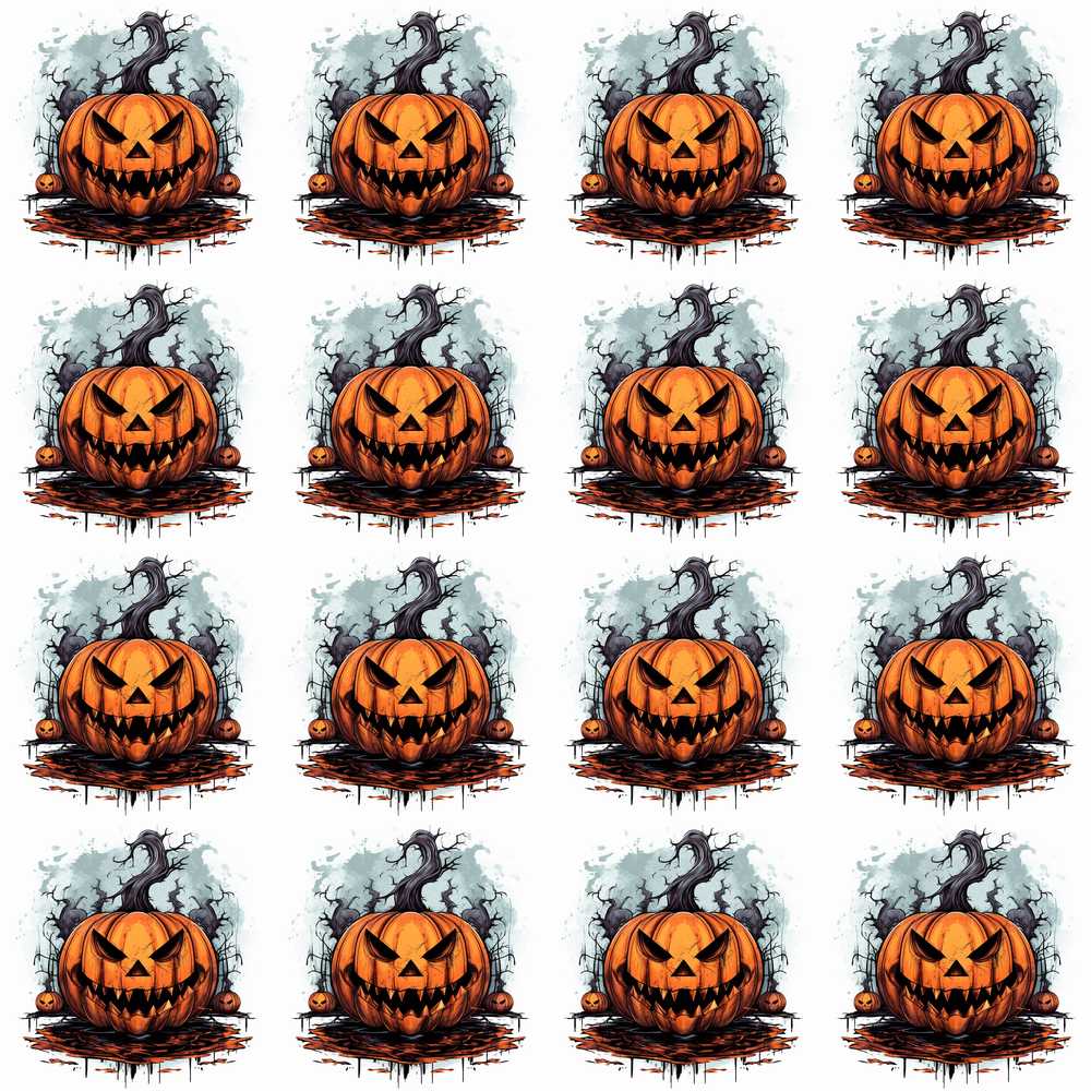 Scary Jack O Lantern Pumpkin Illustration Halloween Spooky